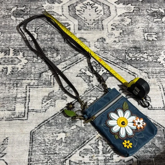 Chala Blue Crossbody Bag with Floral Design - Picture 6 of 8